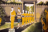 Chiang Mai - Wat Phra That Doi Suthep. The walls of the gallery are covered with Buddha statues and mural paintings of Jataka and tales of the previous lives of the Buddha.